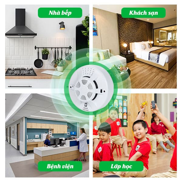 Cảm biến khói Hunonic Smoker lắp đặt trong nhà bếp