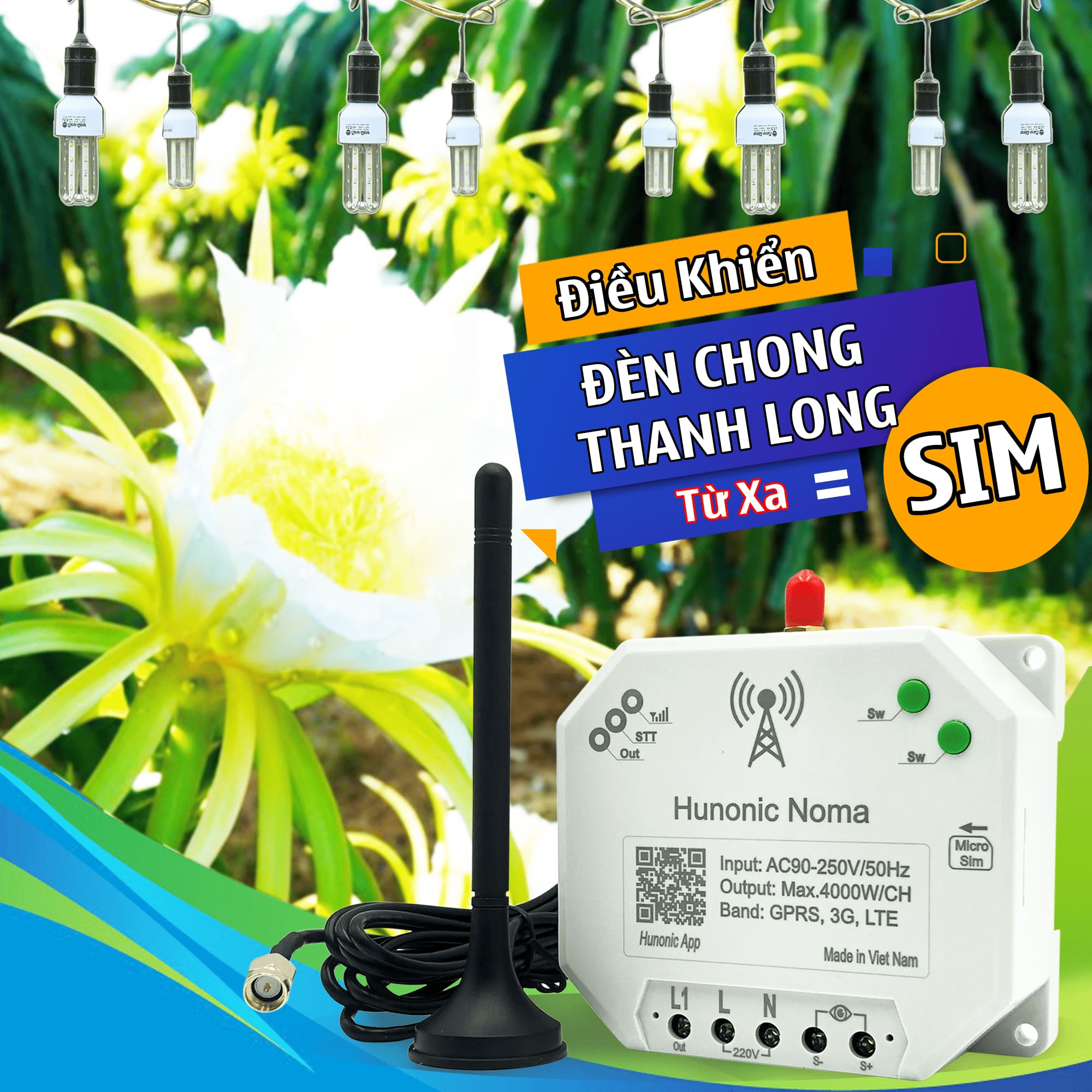 Công tắc Hunonic Noma 4CH lắp đặt