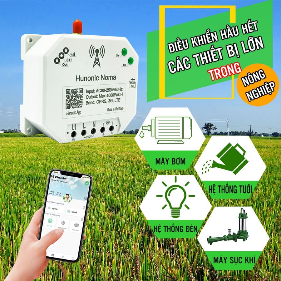Công tắc Hunonic Noma 4CH kết nối SIM